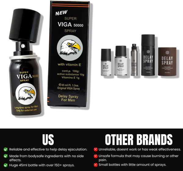 50000 Delay Spray for Men | Last Longer in Bed | 150 Sprays | Desensitizing for Premature Ejaculation PE | 45ml | Helps Prolong and Control Climax