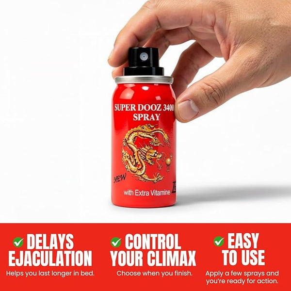 Super DOOZ 34000 Delay Spray for Men | Last Longer in Bed | 150 Sprays | Desensitizing for Premature Ejaculation PE | 45ml | Helps Prolong and Control Climax